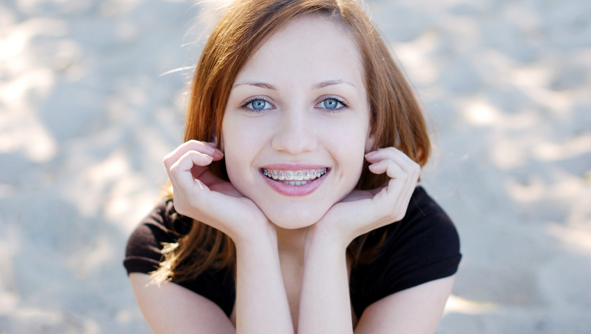 Pretty girl wearing braces